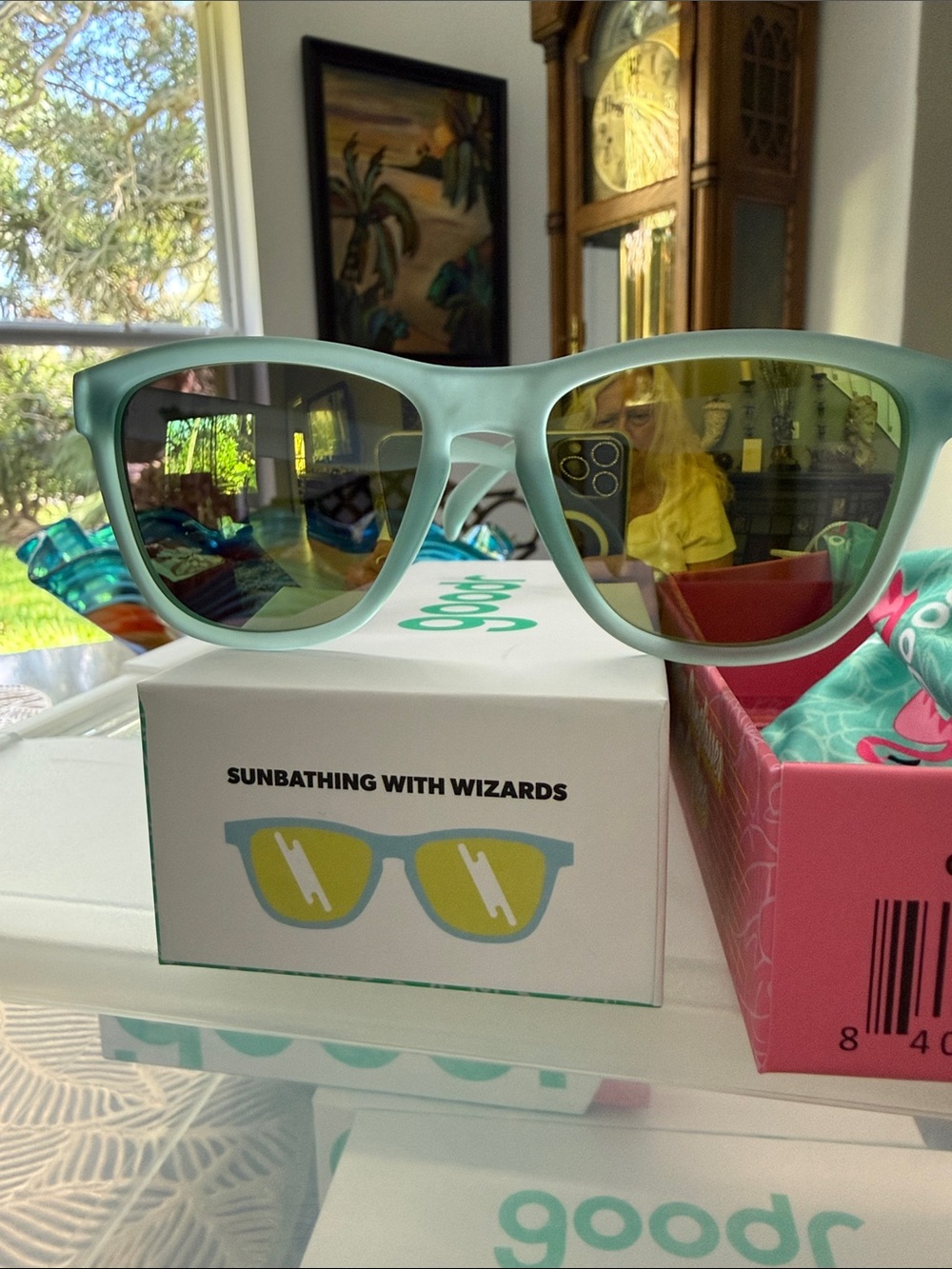Goodr Matte Smokey Blue Sunglasses with Yellow Tinted Lenses